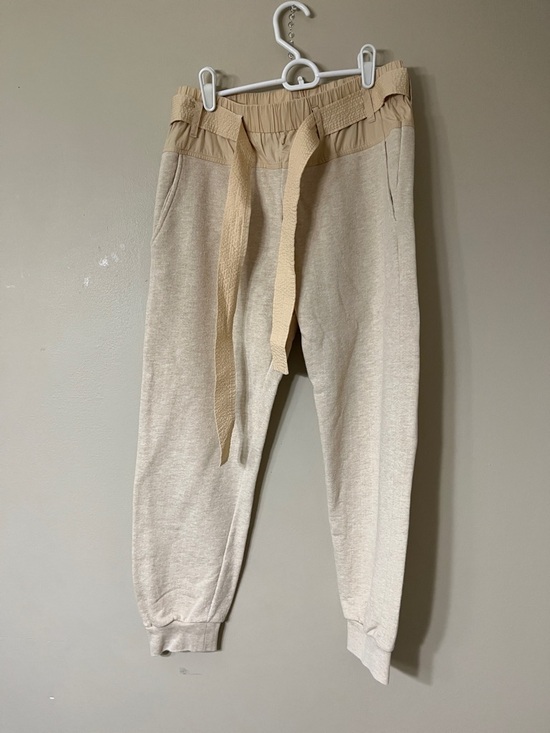 Ulla Johnson Pants - Ulla Johnson Cream & Tan Drawstring Kids Joggers